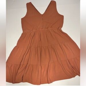 HEYSON Women’s Peach Textured V-Neck Sleeveless Tiered Summer Mini Dress  L